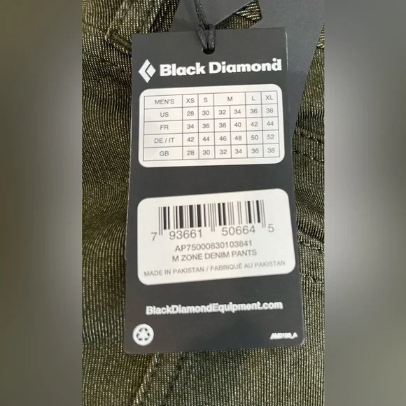 NWT Black Diamond Mission Wool Denim Pants Green Men’s Size 38x34 - Picture 8 of 9